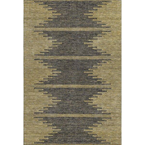 Mayfield Premium Machine Washable Indoor/Outdoor Geometric AMF647 Graphite 10 ft. x 14 ft. Area Rug
