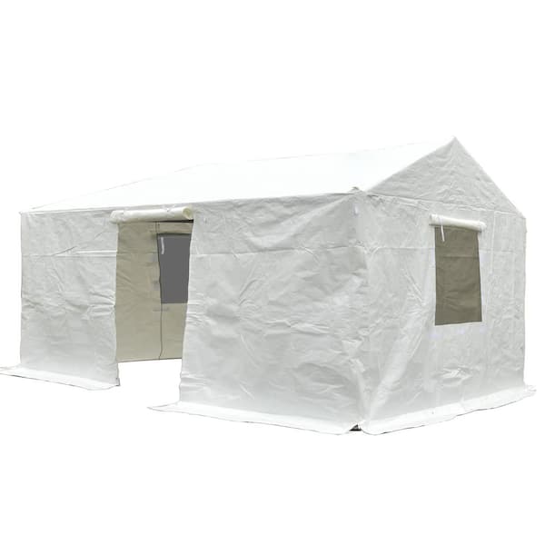 12 ft. x 20 ft. Outdoor Universal Winter Gazebo Cover with Sidewalls and Mesh Windows, White