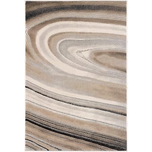Bernadette Cream 5 ft. x 8 ft. Abstract Polyester Area Rug