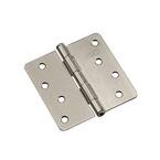 4 in. x 4 in. Brushed Nickel Full Mortise Butt Hinge with Removable Pin (2-Pack)
