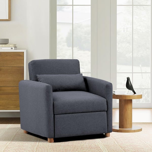 Serta Corwin 36 in. Navy Blue Polyester Twin Convertible Chair