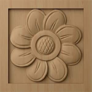 5 in. x 1 in. x 5 in. Unfinished Wood Alder Large Sunflower Rosette