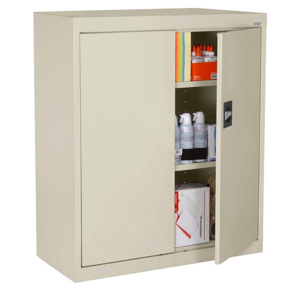 Putty Steel Freestanding Lockable Cabinet with Adjustable Shelving