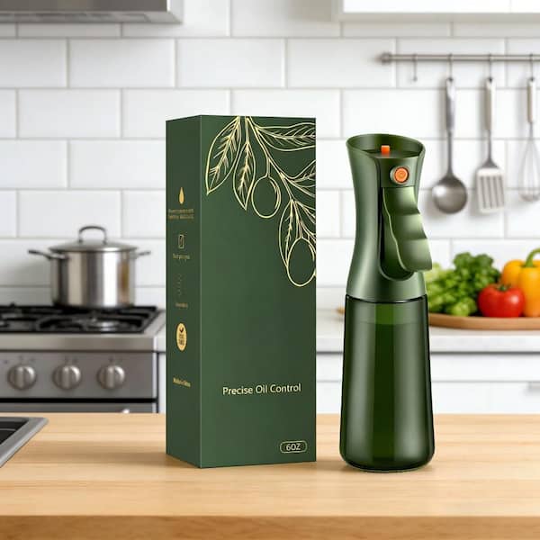 Kitchen Oil Dispenser Green Glass Oil Sprayer 1-Pack - Continuous Spray with Portion Control for Cooking
