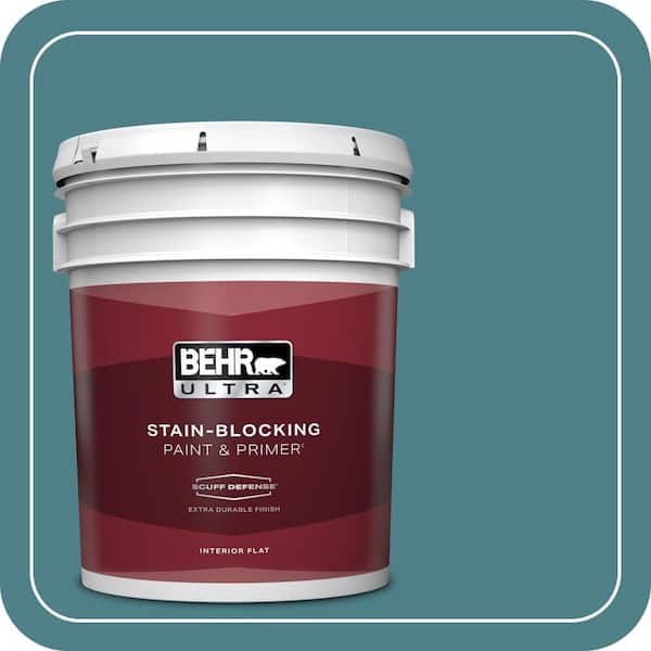 BEHR ULTRA 5 gal. #ICC-75 Tapestry Teal Extra Durable Flat Interior Paint & Primer