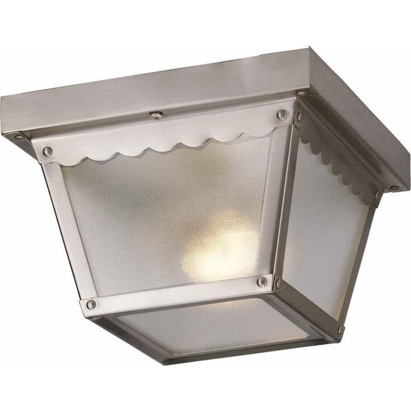 Volume Lighting 1-Light Outdoor Brushed Nickel Flush Mount Ceiling Fixture