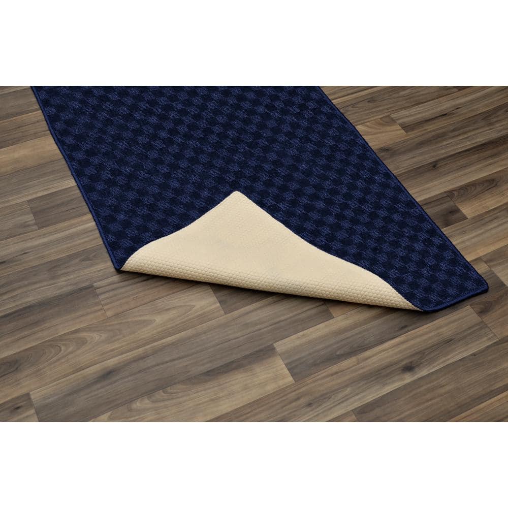 Navy Polypropylene Non-Slip Runner Rug, 3' x 12'