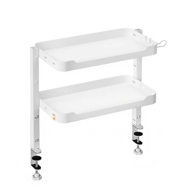 8.7 in. D x 18.1 in. W x 16.9 in. H Clamp On Desk Shelf with Headphone Holder for Working and Gaming, White