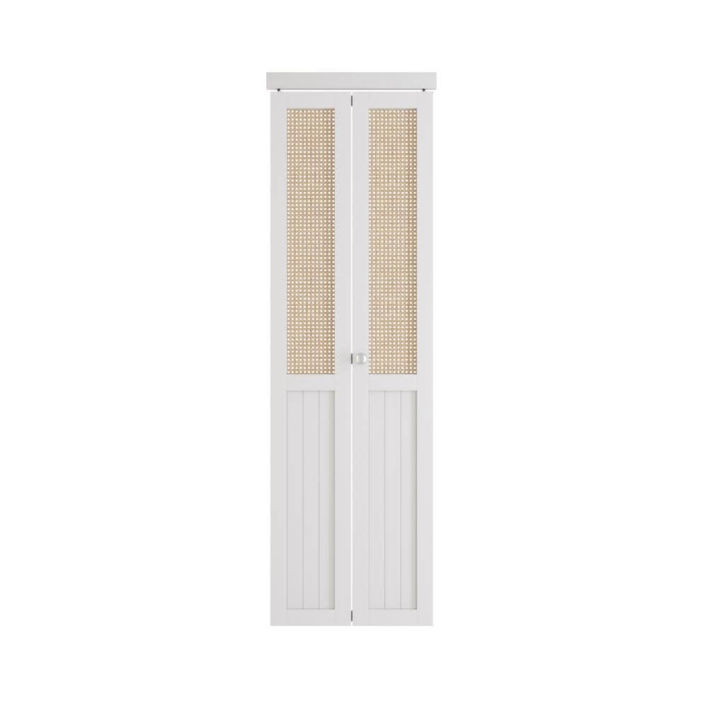 36 in. x 80 in. Weaving and Wood Panel, Solid Core, White PVC Covering, MDF, Bi-Fold Door for Closet with All Hardware price history on PriceWatchPro