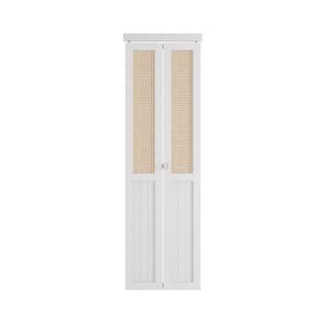 24 in. x 80 in. Webbing and Wood Bi-Fold Interior Door for Closet MDF White Folding Door for Wardrobe Including Hardware