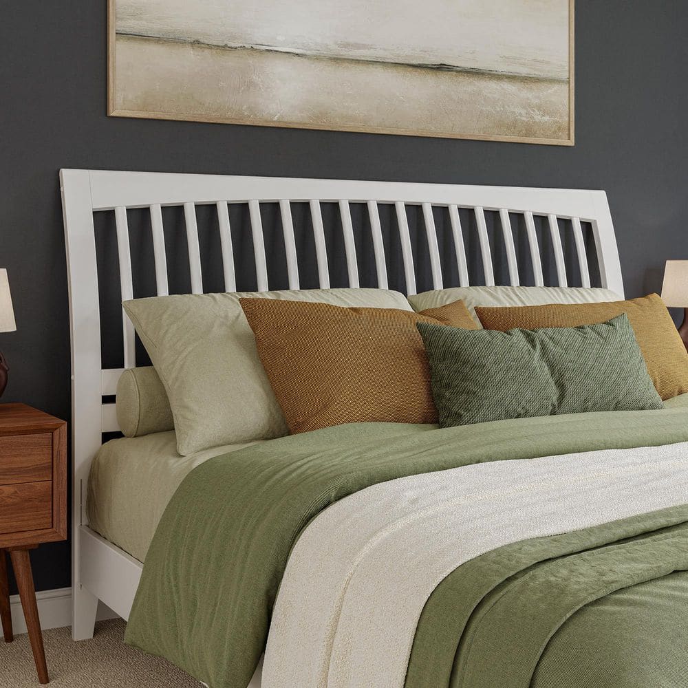 Orleans White King Sleigh Solid Wood Slat Headboard