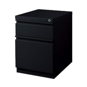 20 in. D 2-Drawer Black Metal Letter Width 15 in. W Mobile Pedestal File Cabinet Box-File