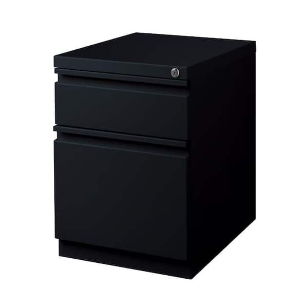 Hirsh 20 in. D 2-Drawer Black Metal Letter Width 15 in. W Mobile Pedestal File Cabinet Box-File