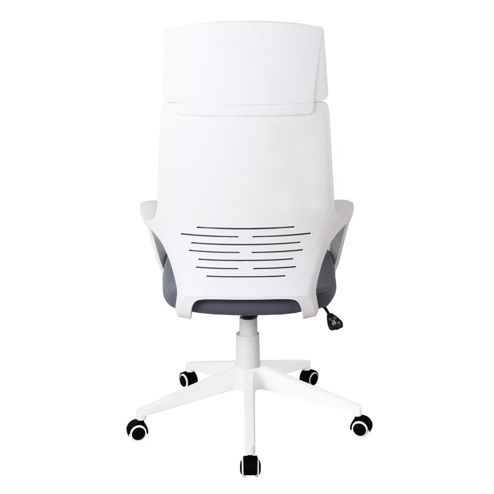 Ergonomic High-Back Swivel Executive Chair in Gray & White Fabric