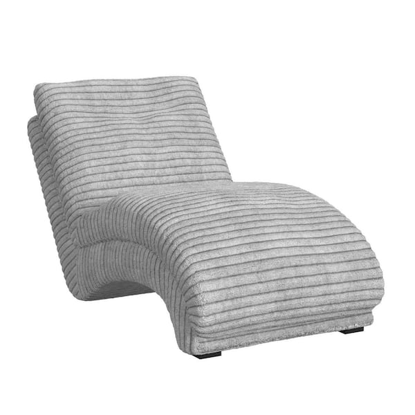 Victoria Silver Polyester with Foam and Spring Seating Armless Chaise Lounge in Silver