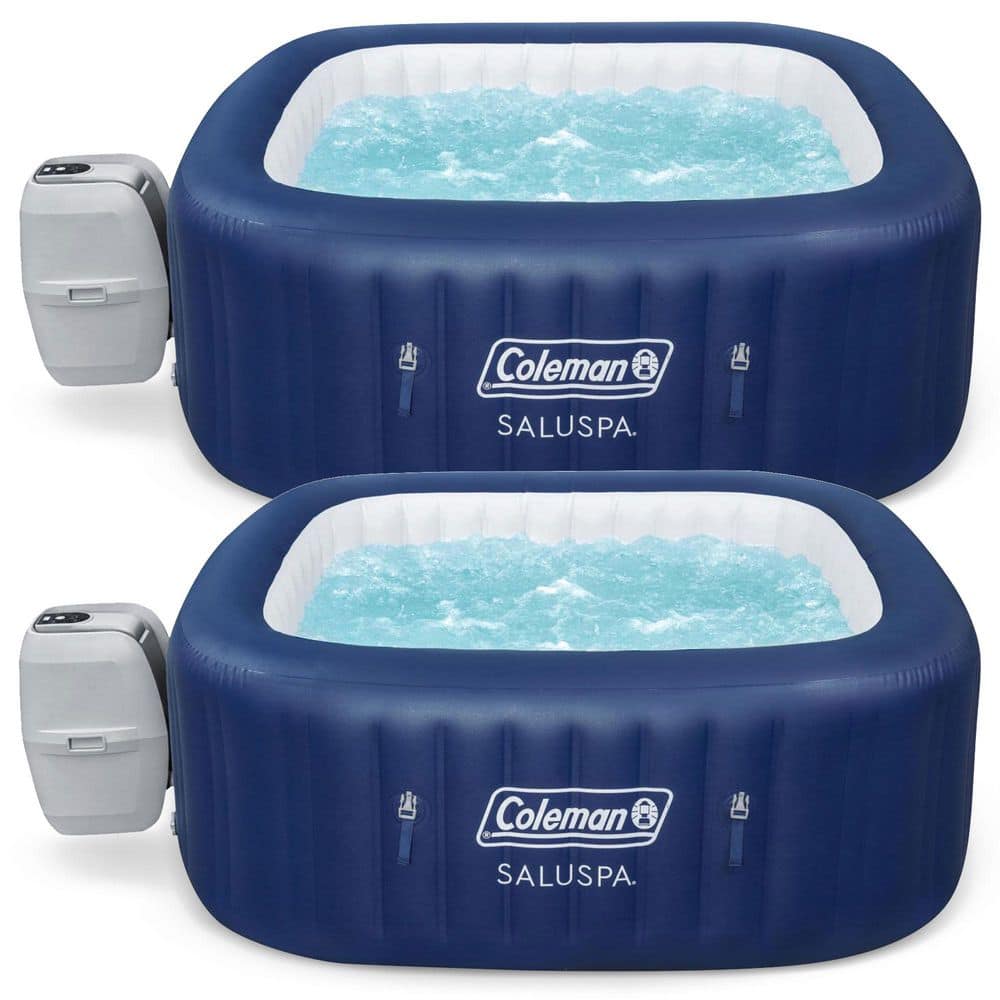 Atlantis 4-Person 140 Jet 120V Inflatable Hot Tub with AirJets, EnergySense Cover, Square Spa (2-Pack)