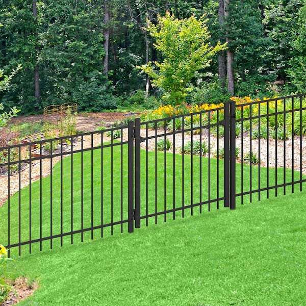 4 ft. H Black Aluminum 3 Rail Adjustable Fence Gate Kit