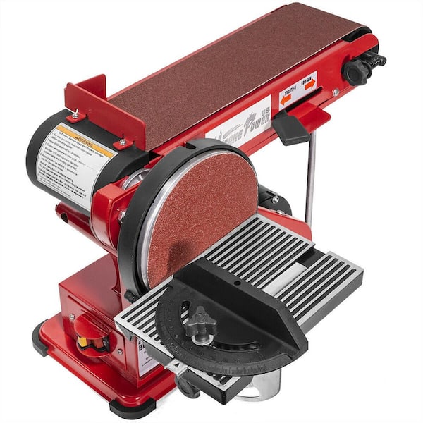 XtremepowerUS 4 in. x 36 in. Belt with 6 in. Disc Sander Corded Benchtop Wood Sanding Station with Adjustable Tilt and Dust Port