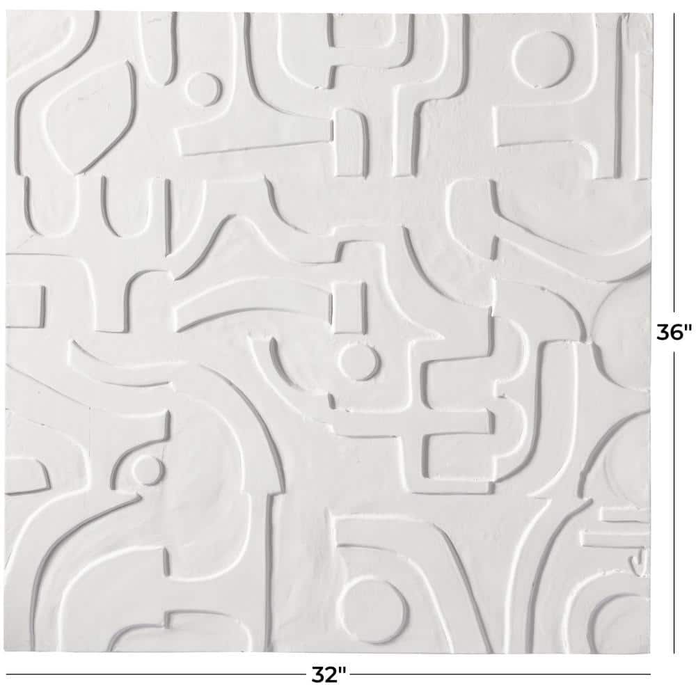White Geometric Wood Square Wall Art Decor