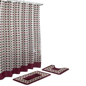 Christine Barn Red/Espresso 15-Piece Bath Rug and Shower Curtain Set