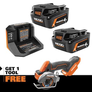 18V Max Output (2) 4.0Ah Battery and Charger with FREE Brushless Subcompact Multi Material Saw