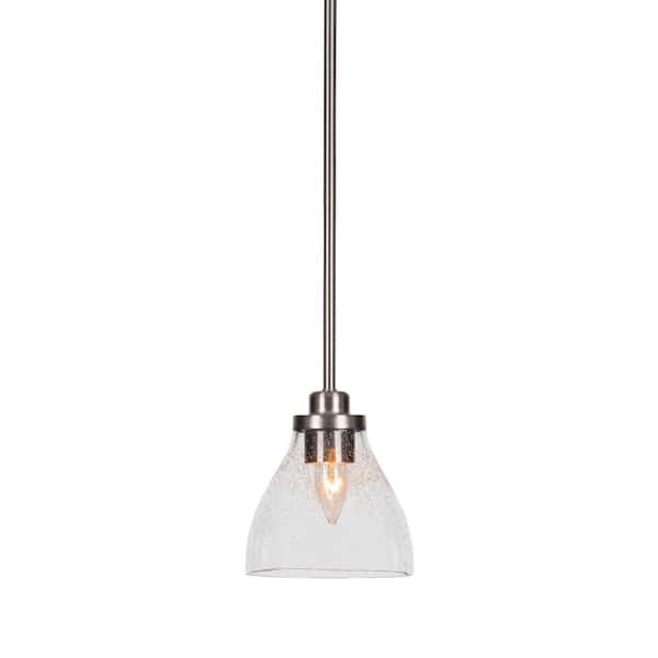 Unbranded Monroe 100-Watt 1-Light Brushed Nickel Shaded Pendant Light with Clear Bubble Glass Shade, No Bulb Included