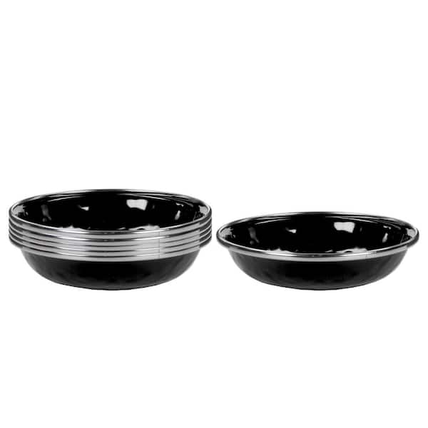 Golden Rabbit 4 oz. Solid Black Enamelware Round Tasting Bowls (Set of 6)