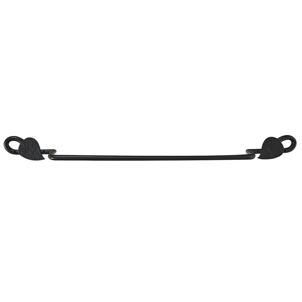 Black Hammered Leaf 26" Iron Wall Mounted Towel Bar