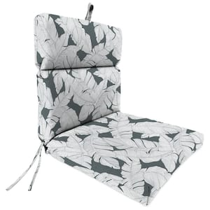 44 in. L x 22 in. W x 4 in. T Outdoor High Back Chair Cushion in Carano Stone Grey Leaves