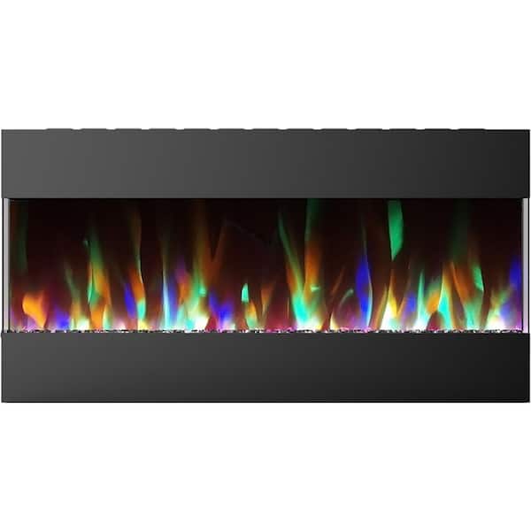 Hanover Fireside 42 in. Wall Mount Electric Fireplace in Black with LED Color-Changing Display