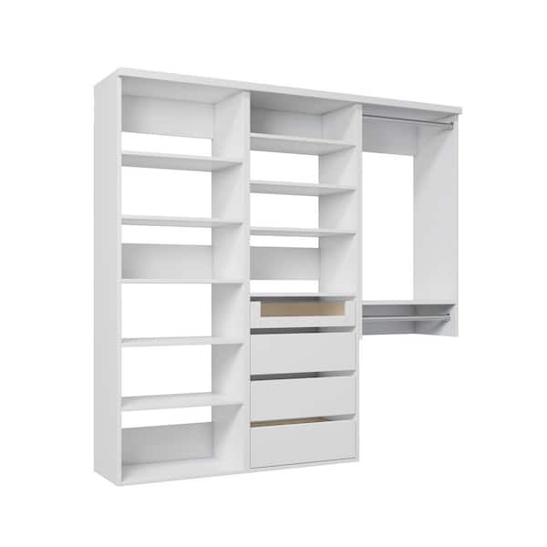 VIA Closets 58.5 in. W Tranquil White Reach-in Wall-Mount 2-Rod 4 ...