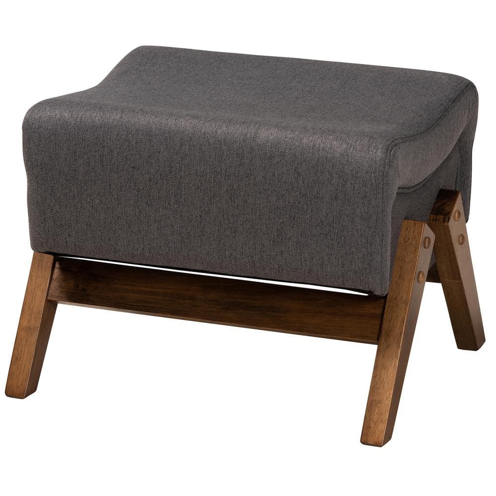 Baxton Studio Hanson Dark Grey and Walnut Brown Fabric Ottoman 229 ...