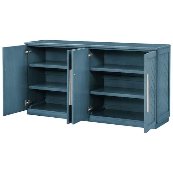 60 in. W x 16 in. D x 32 in. H Bathroom Blue Linen Cabinet