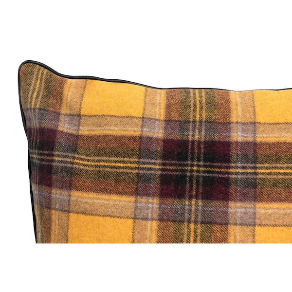yellow plaid pillow