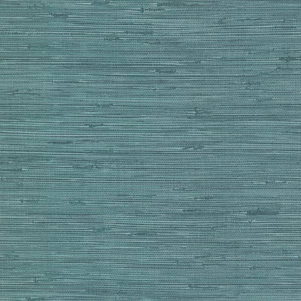 Brewster Fiber Blue Weave Texture Teal Wallpaper Sample
