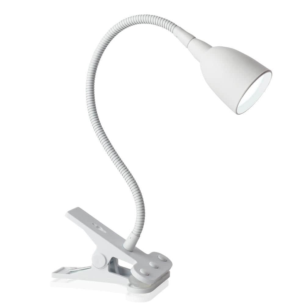 Lighting 22 in. Olivia Light for Desk, Gooseneck Clamp LED Light, Flexible and Dimmable, White - The Home Depot