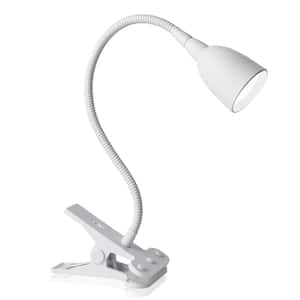 22 in. Olivia Clip Light for Desk, Gooseneck Clamp LED Reading Light, Flexible and Dimmable, White