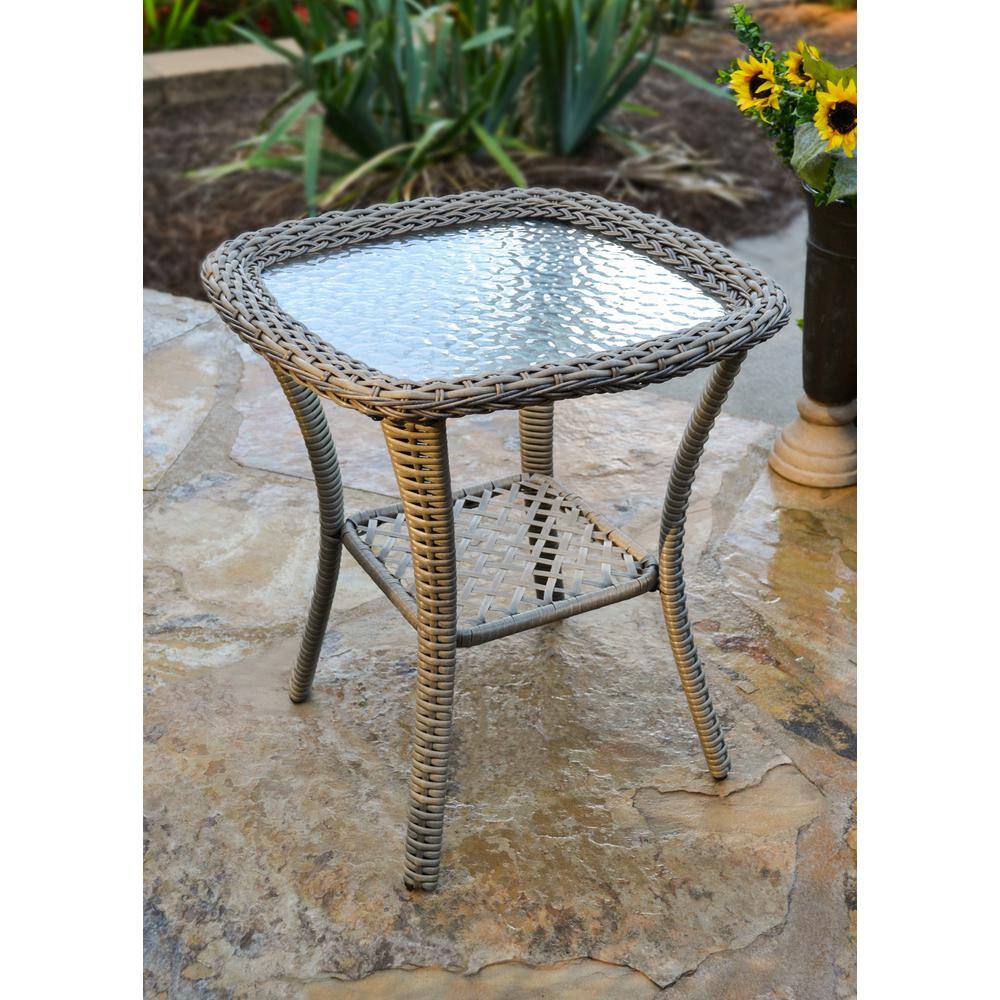 Rio Vista Sandstone Wicker and Glass Side Table