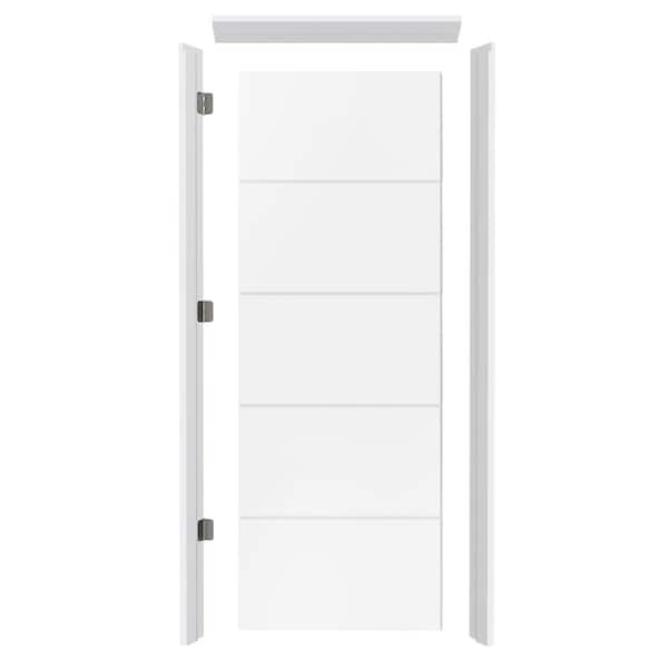 TENONER 30 in. x 80 in. 5 -Panel, Composite, White Primed, MDF