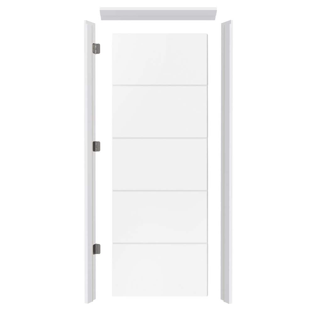 28 in. x 80 in. 5-Panel, White Primed, Composite Solid Core, Prehung Interior Door Left-Handed with Jamb and Hardware price history on PriceWatchPro