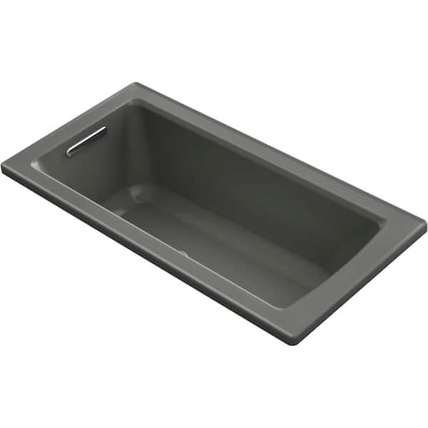 KOHLER Archer 60 in. x 30 in. Rectangular Drop in Air Bath Bathtub with Bask Heated Surface in Thunder Grey