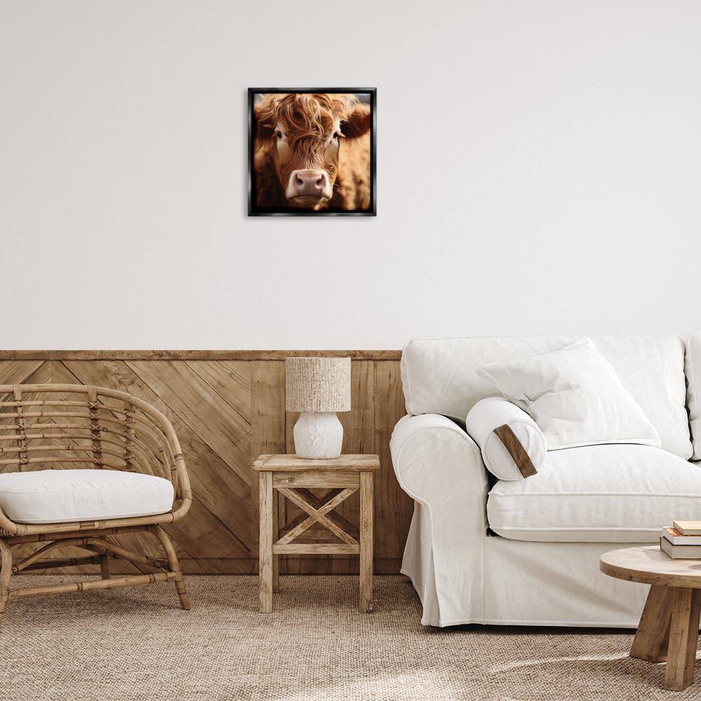 Close Up Furry Cow Portrait by Heidi Kuntz Black Floater Frame Animal Graphic Art Print 18 in. x 18 in. price history on PriceWatchPro
