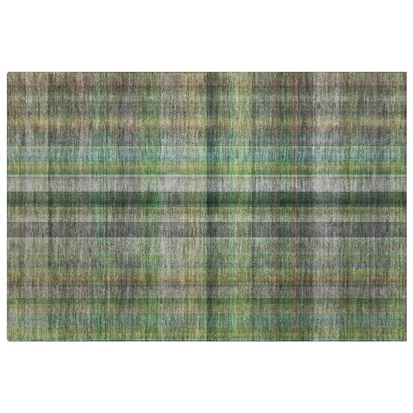 Dream Shag Premium Machine Washable Abstract ADS548 Green 2 ft. x 3 ft. Accent Rug