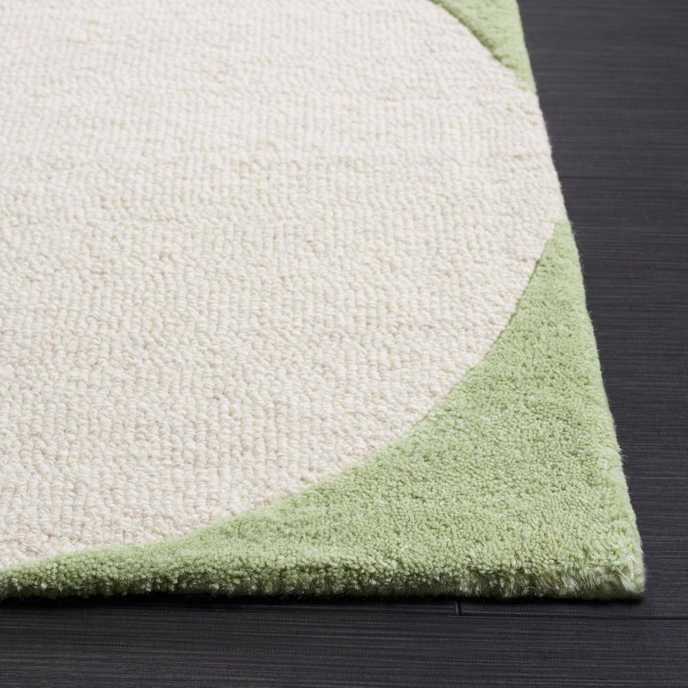 Green and Black Geometric Hand-Tufted Wool Area Rug 4' x 6'
