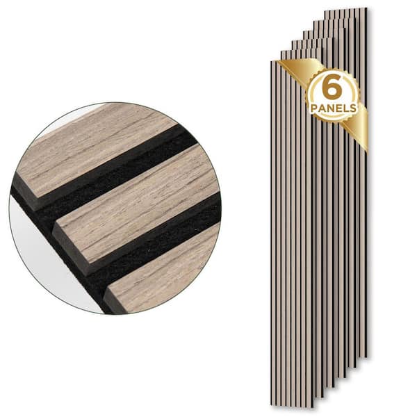 0.83 in. x 0.66 ft . x 7.84 ft. Walnut Finished MDF Acoustic/Sound Absorb Wood Slat Decorative Wall Paneling (6-Piece)