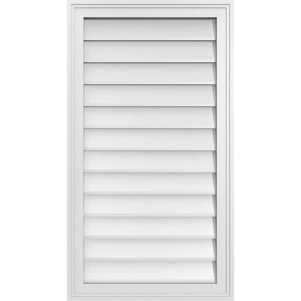 Ekena Millwork 20" x 36" Vertical Surface Mount PVC Gable Vent: Non-Functional with Brickmould Frame