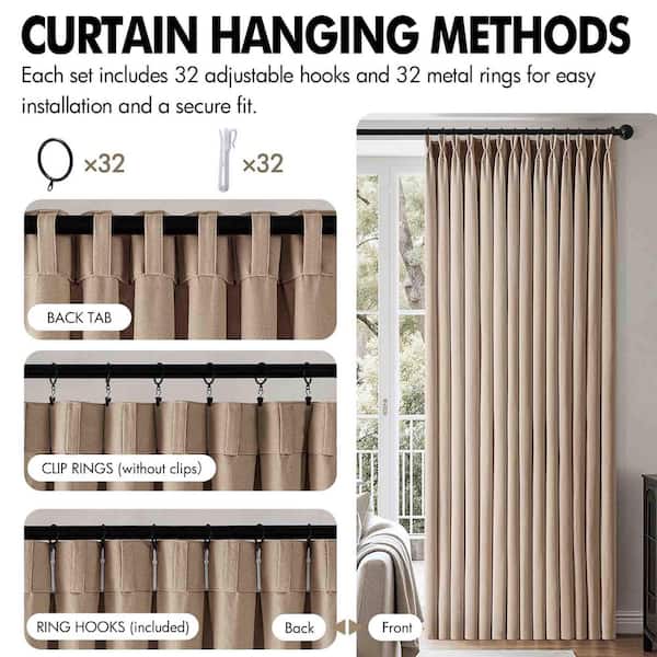 その他 curtain Taupe Pinch Pleat Linen Blend 40 in. W x 90 in. L Back Tab Light