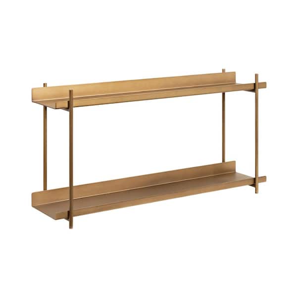 Kate and Laurel Dominic 28 in. W x 7 in. D Gold Metal Accent Shelf Decorative Wall Shelf