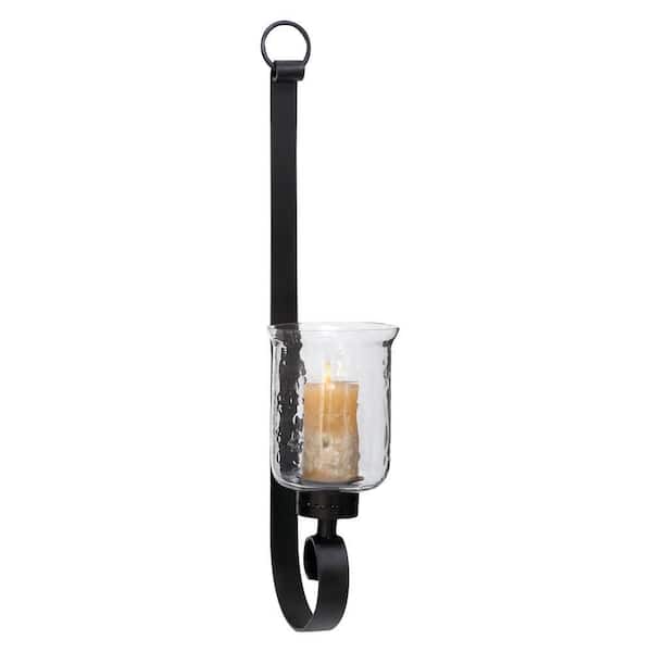 31 in. Black Metal Scroll Handmade Pillar Wall Sconce