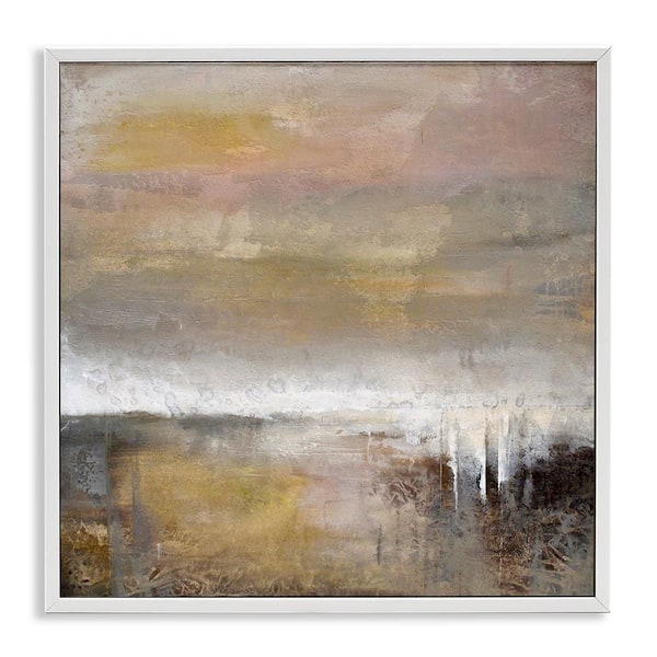Neutral Earthy Abstract Landscape by Karen Hale White Framed Abstract Giclee Art Print 12 in. x 12 in.